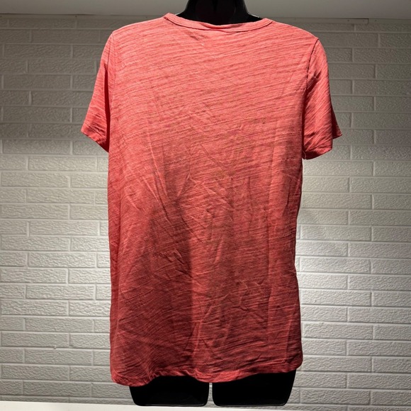 PINK Victoria's Secret Coral V-Neck T-Shirt Short Sleeve Cute Casual Top - Picture 3 of 4